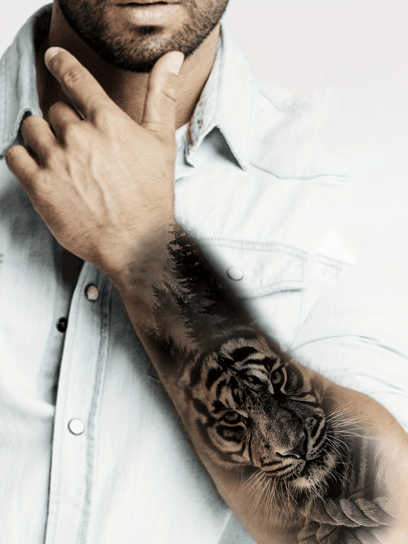 Black Tiger Compass Pattern Temporary Tattoo